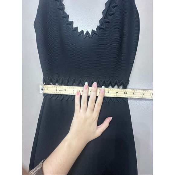Herve Leger Cut Out Above the Knee Mermaid Cut Black Dress Women's XS - Picture 8 of 11